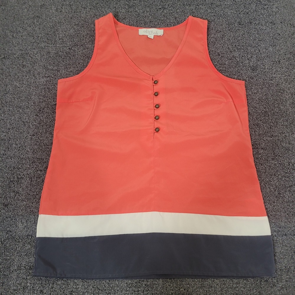 Olive & Oak Size XS Tank Top Womens Colorblock V-Neck Coral LV3F8961TJM